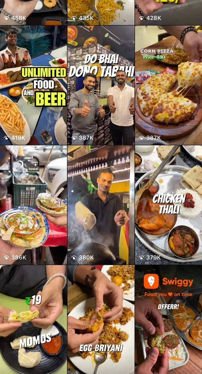 Grid of reels SocialTrap created for F&B brands (3 of 3)